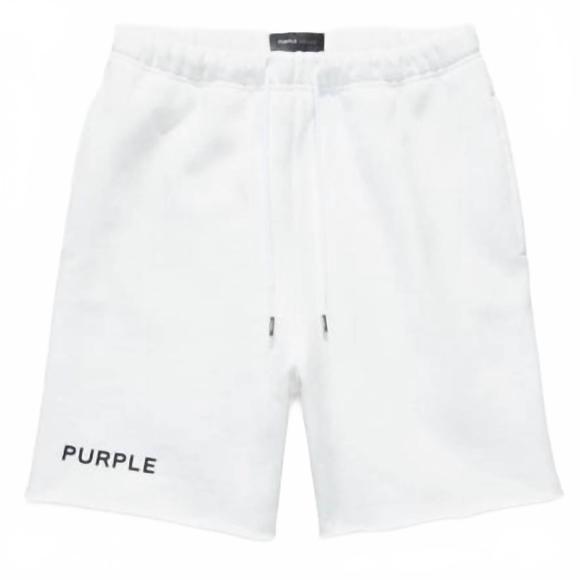 NEW PURPLE BRAND wordmark heavyweight fleece short in brilliant white